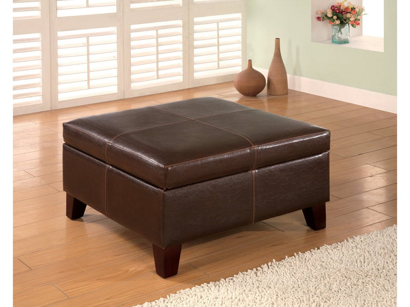 Zavier - Dark Brown - Square Ottoman w/ Storage - Ornate Home