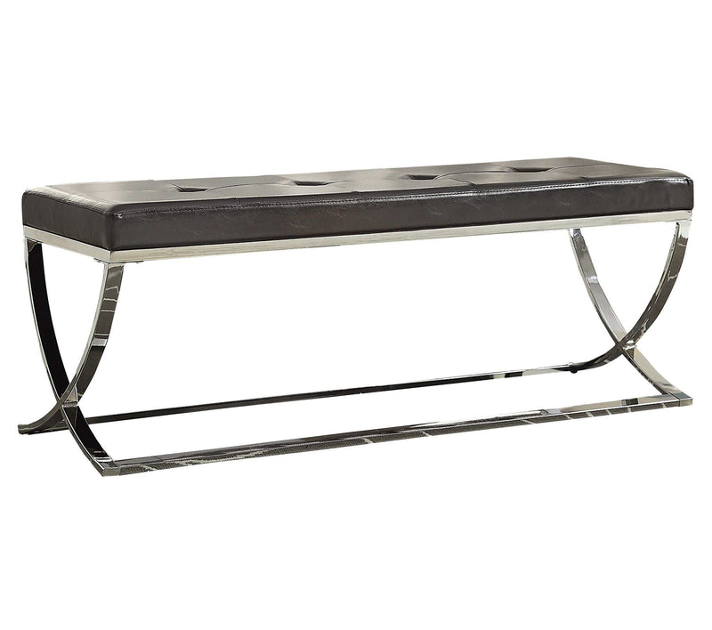 Shau - Black & Chrome - Accent Bench - Ornate Home