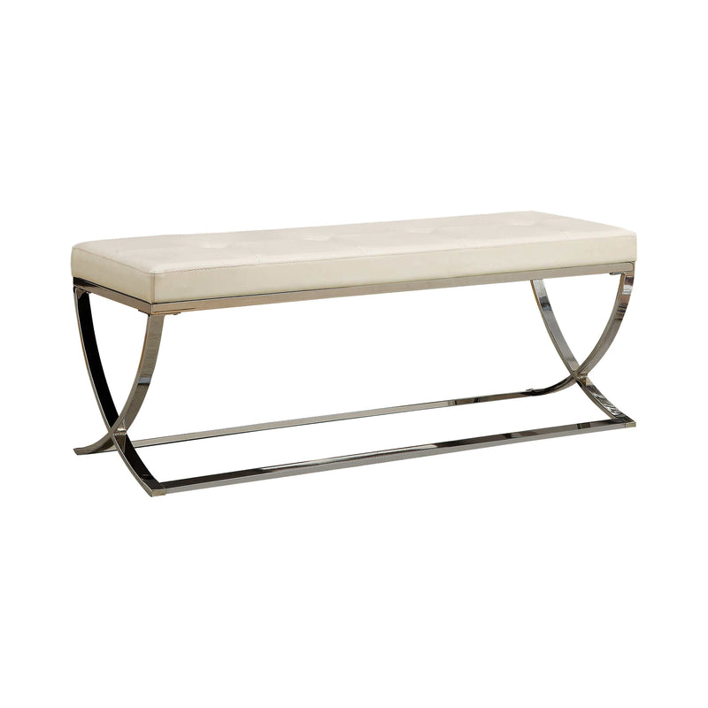 Shau - White & Chrome - Accent Bench - Ornate Home