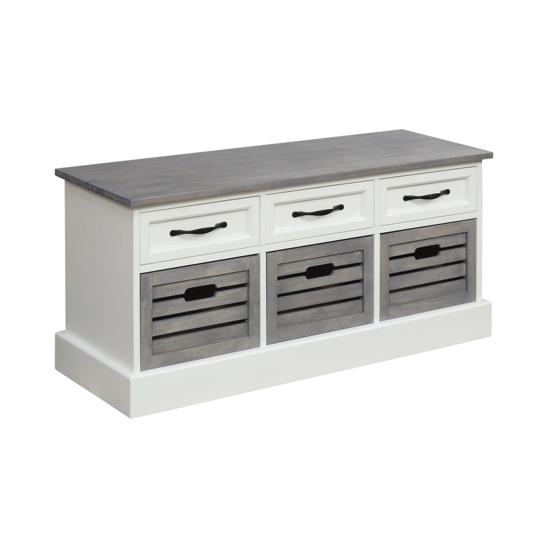 Alma White & Weathered Grey Storage Bench