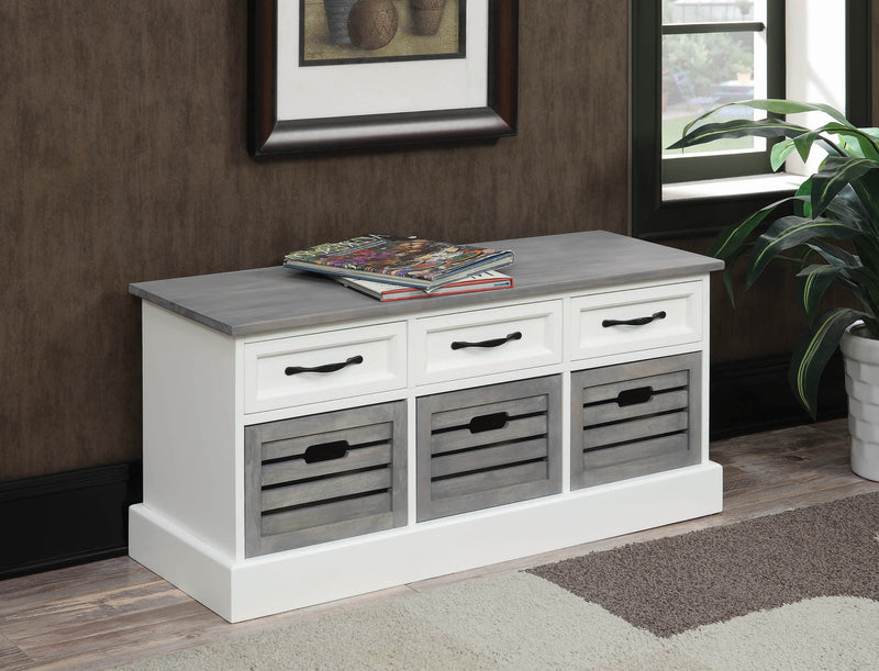 Alma White & Weathered Grey Storage Bench