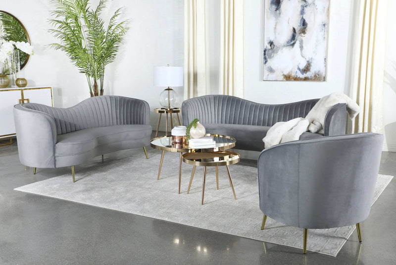 Sophia - Grey & Gold - Stationary Loveseat - Ornate Home