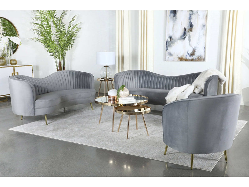 Sophia - Grey & Gold - 3pc Living Room Set - Ornate Home