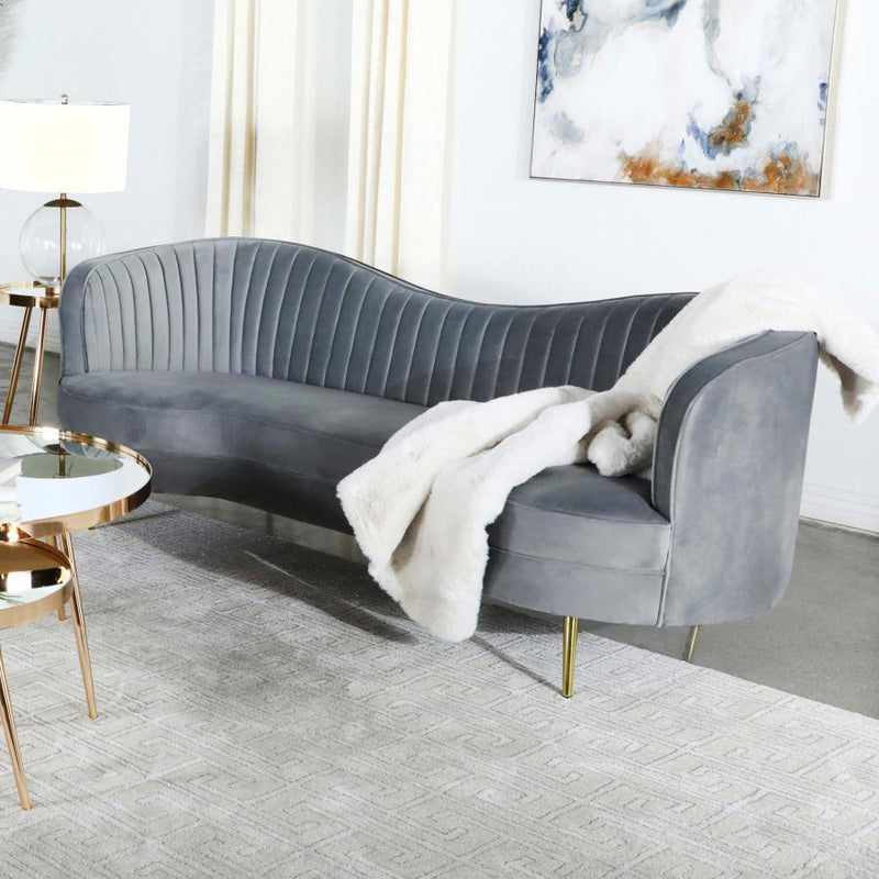 Sophia Grey & Gold Stationary Sofa