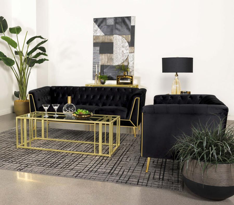 Holly Black & Gold 2pc Living Room Set