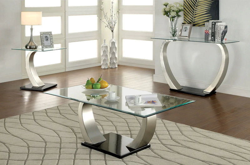 Roxo Satin Plated & Black Coffee Table