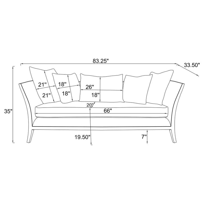 Lorraine Beige Upholstered Sofa & Loveseat w/ Flared Arms