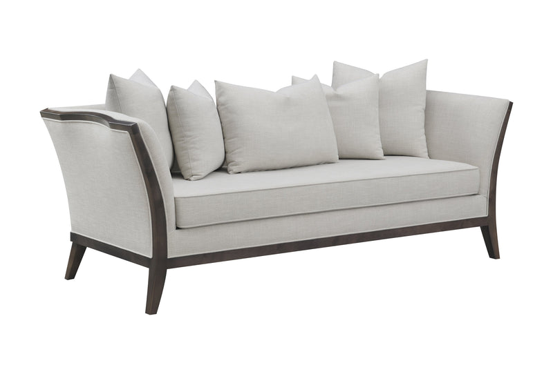 Lorraine Beige Upholstered Sofa w/ Flared Arms