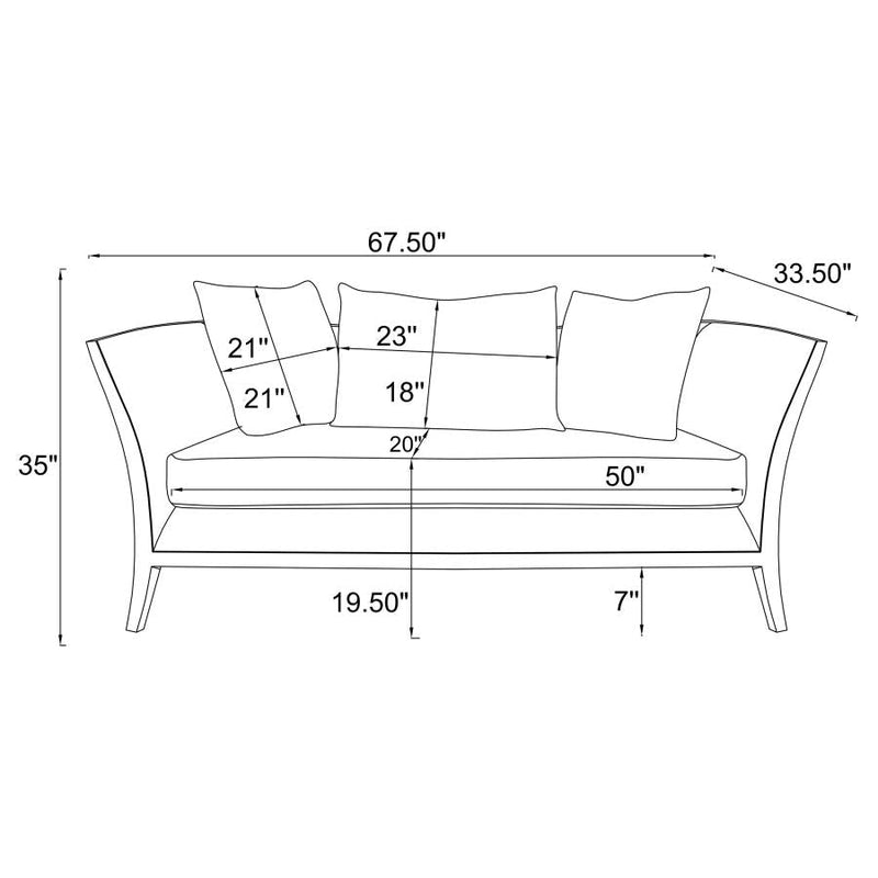 Lorraine Beige Upholstered Sofa & Loveseat w/ Flared Arms