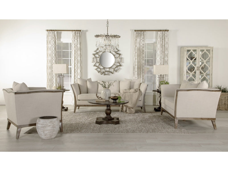 Lorraine Beige Upholstered 3pc Living Room Set w/ Flared Arms