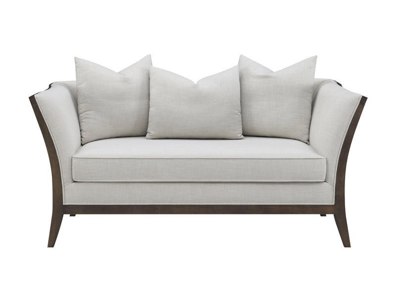 Lorraine Beige Upholstered Loveseat w/ Flared Arms