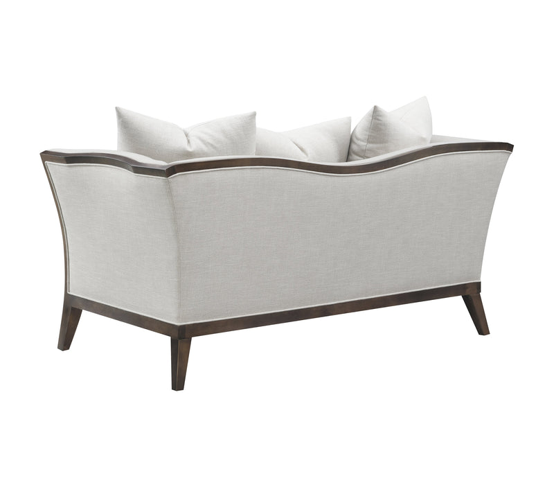 Lorraine Beige Upholstered Loveseat w/ Flared Arms