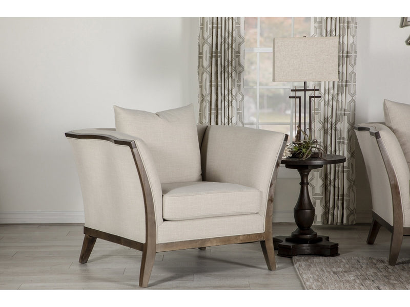 Lorraine Beige Upholstered Chair w/ Flared Arms