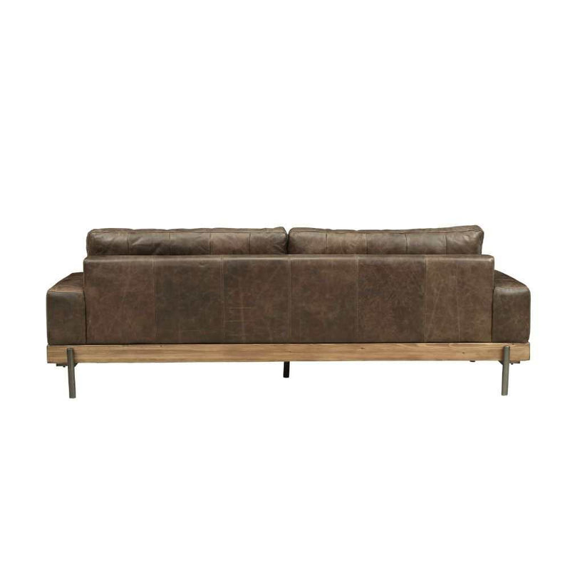 Silchester - Distress Chocolate Top Grain Leather & Oak Finish - Sofa - Ornate Home