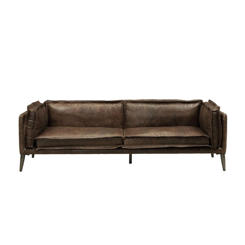 Porchester Distress Chocolate Top Grain Genuine Leather Sofa