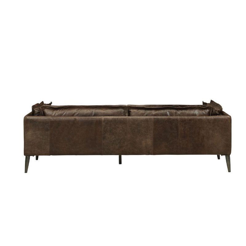 Porchester Distress Chocolate Top Grain Genuine Leather Sofa