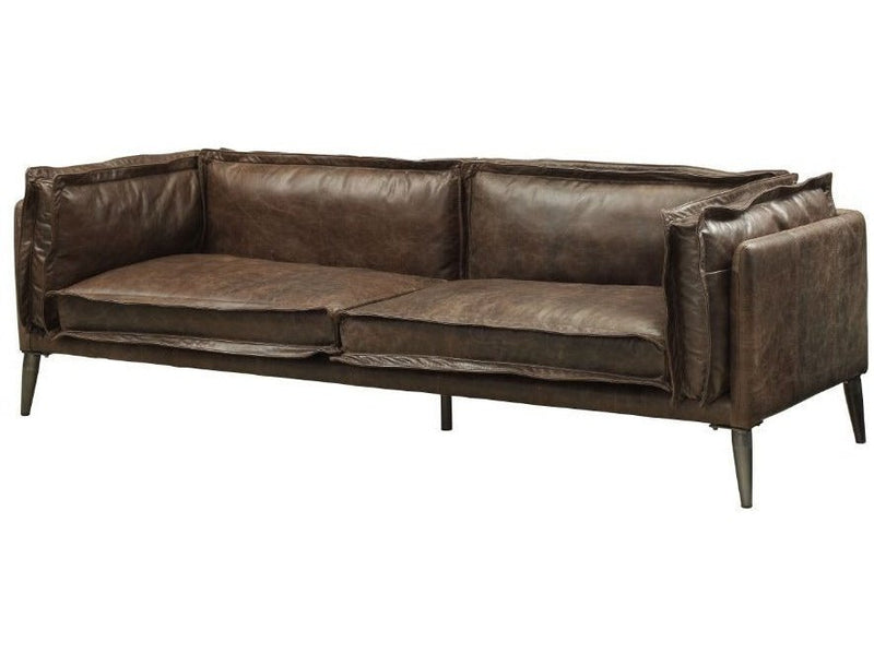 Porchester Distress Chocolate Top Grain Genuine Leather Sofa