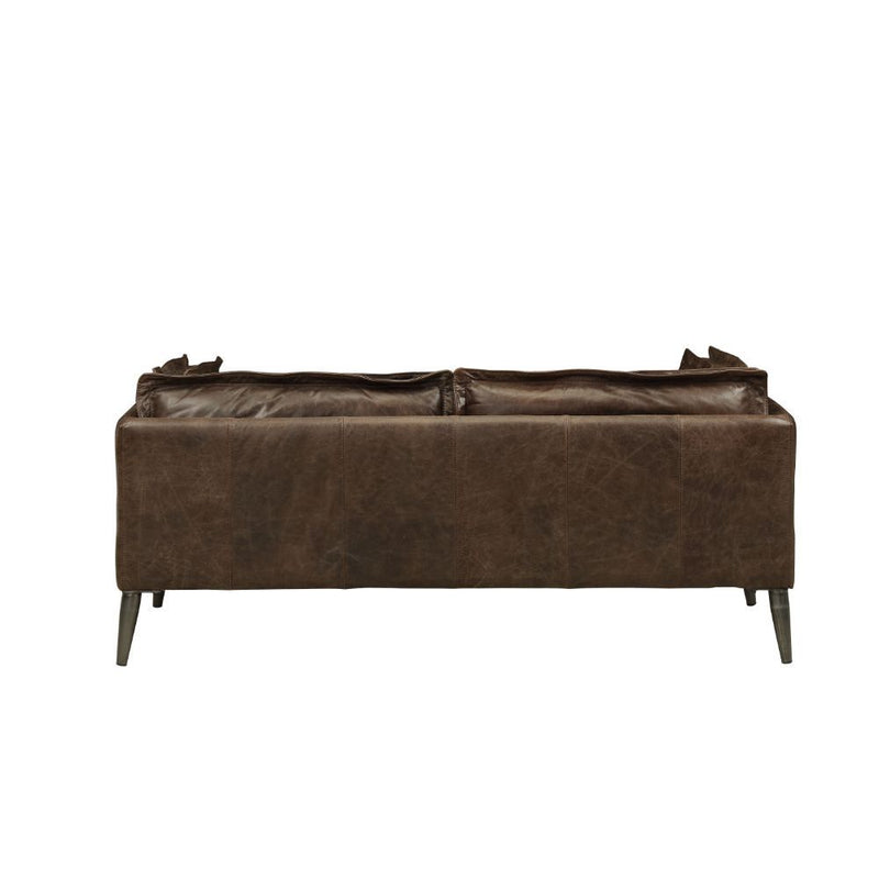 Porchester Distress Chocolate Top Grain Genuine Leather Loveseat