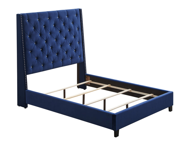 Chantilly Blue Velvet Upholstered King Bed