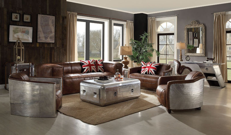 Brancaster Retro Brown Top Grain Genuine Leather Sofa