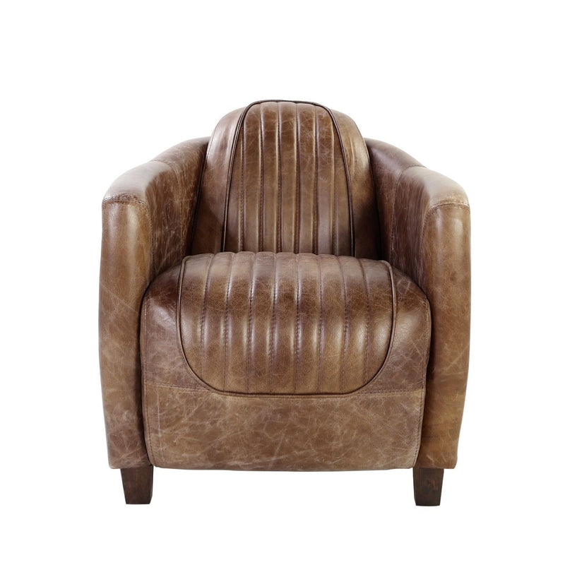 Brancaster Retro Brown Top Grain Genuine Leather & Aluminum Chair