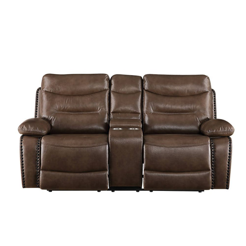 Aashi Brown Loveseat w/Console (Motion)