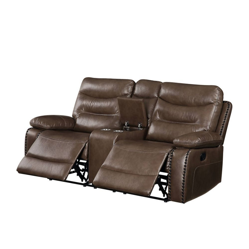 Aashi Brown Loveseat w/Console (Motion)