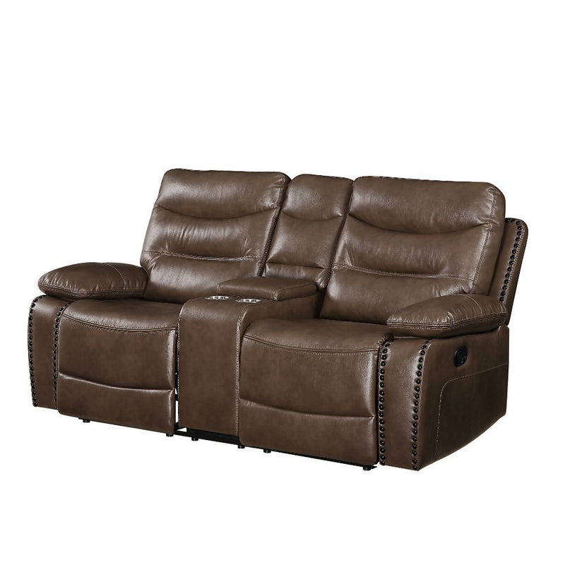 Aashi Brown Loveseat w/Console (Motion)