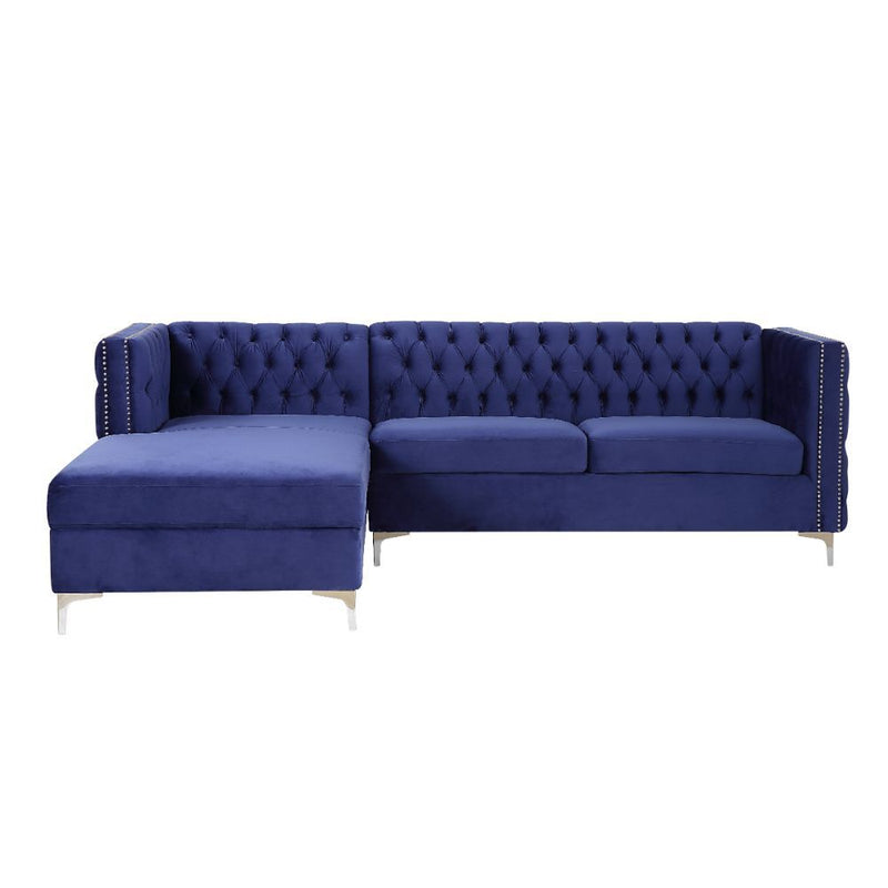 Sullivan Navy Blue Velvet Sectional Sofa w/ Storage Chaise