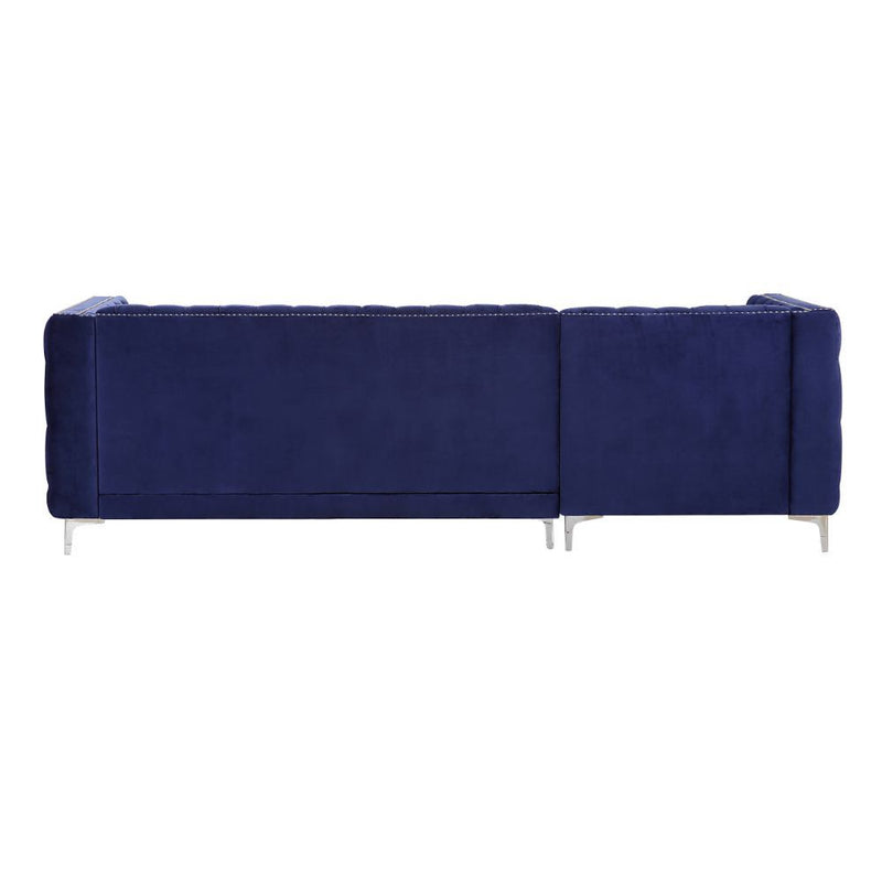 Sullivan Navy Blue Velvet Sectional Sofa w/ Storage Chaise