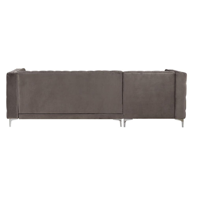 Sullivan Gray Velvet Sectional Sofa w/ Storage Chaise