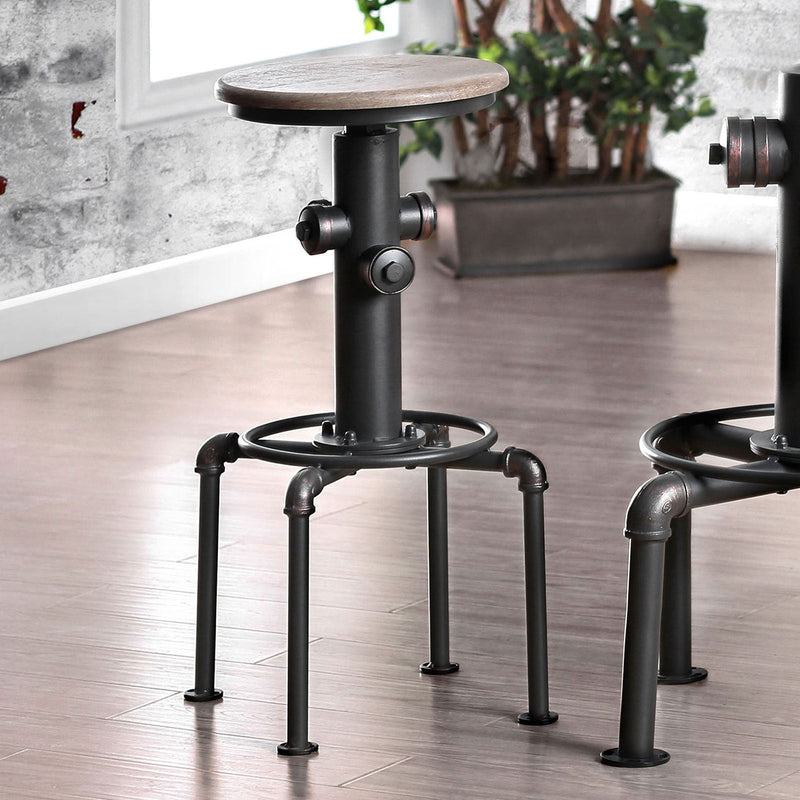 Foskey Antique Black & Natural Tone Bar Stools (Set of 2)