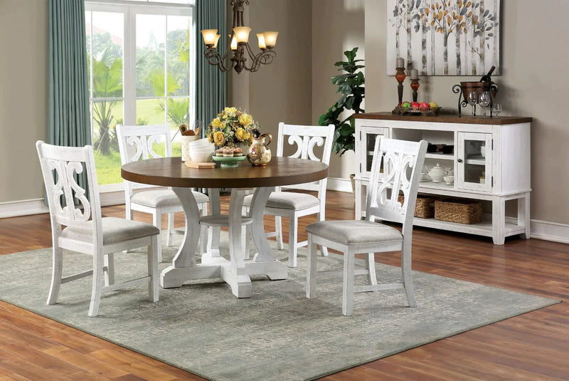 Auletta - White & Dark Oak  -5pc Dining Room Set - Ornate Home