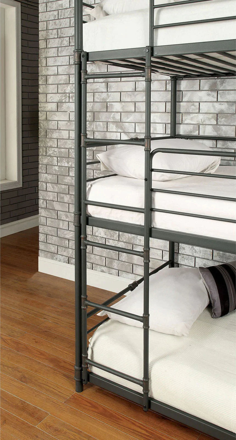 Olga I Antique Black Triple Bunk Bed