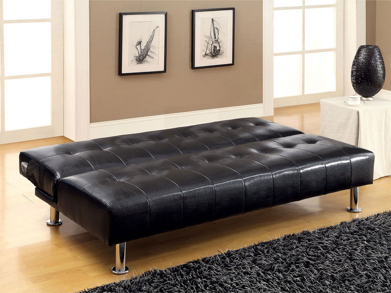 Bulle Black & Chrome Futon Sofa