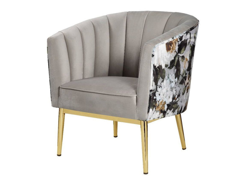 Colla - Gray Velvet & Gold - Accent Chair - Ornate Home