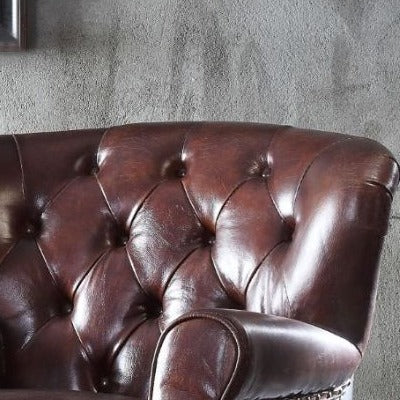 Brancaster Vintage Brown Genuine Leather & Aluminum Accent Chair