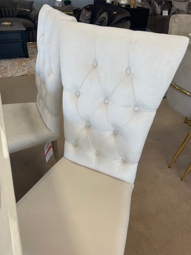 Kerwin White & Chrome Tufted Side Chair (Set of 2)