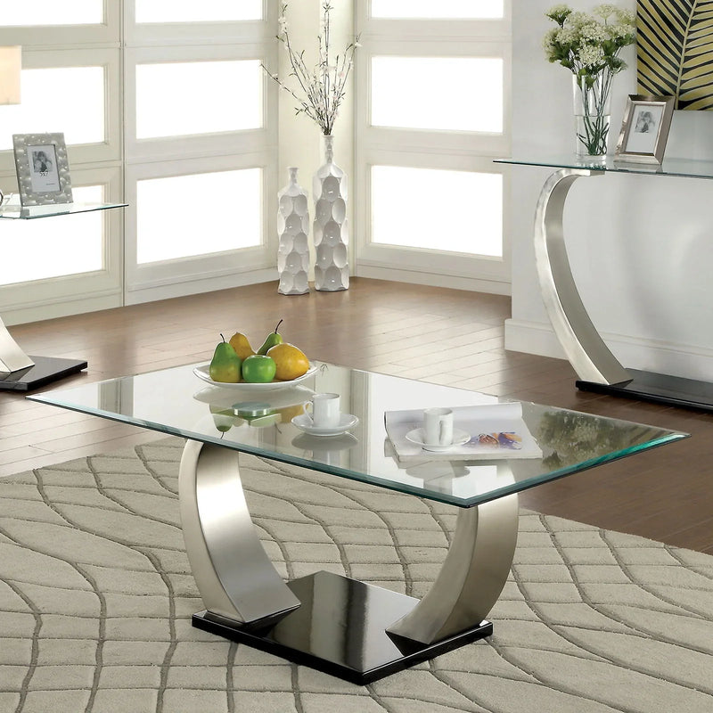 Roxo Satin Plated & Black Coffee Table