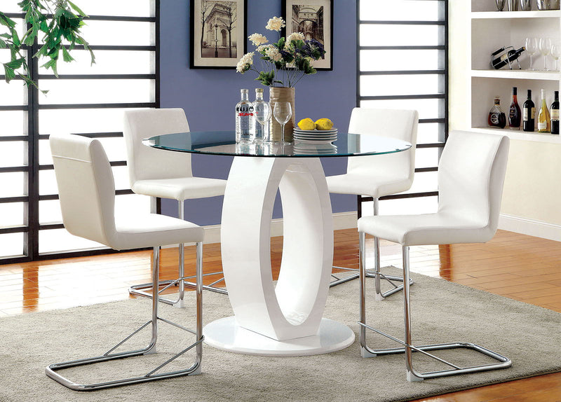 Lodia White & Chrome Counter Ht. Chair (Set of 2)