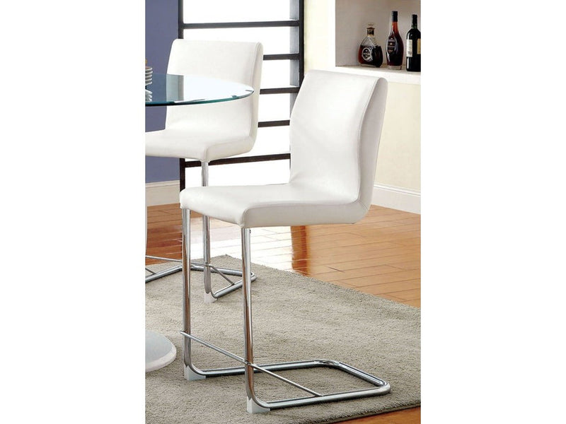 Lodia White & Chrome Counter Ht. Chair (Set of 2)