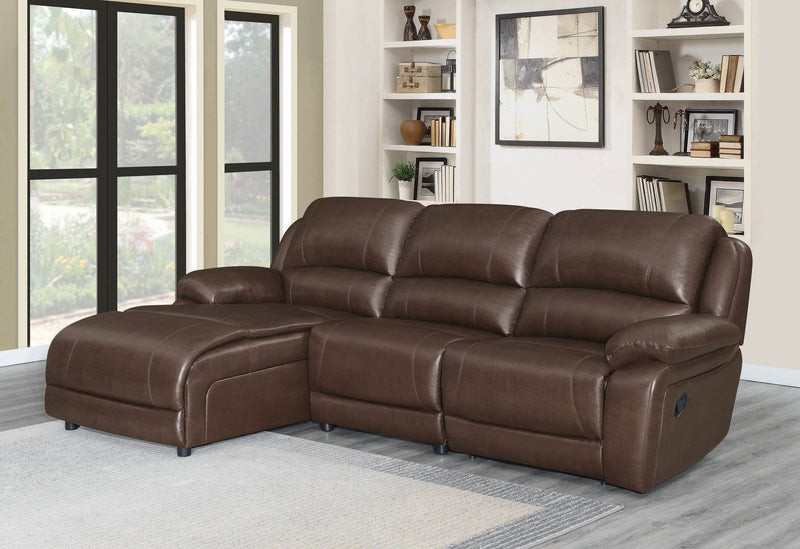 Mackenzie - Chestnut - 3pc Motion Sectional - Ornate Home