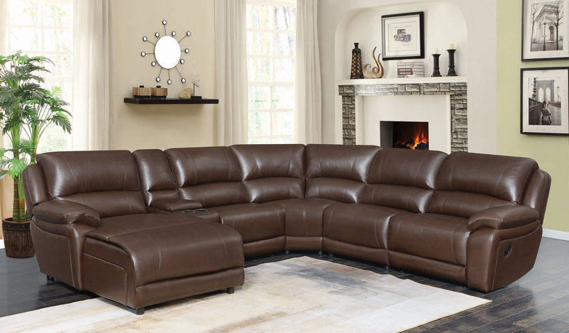 Mackenzie - Chestnut - 6pc Motion Sectional - Ornate Home