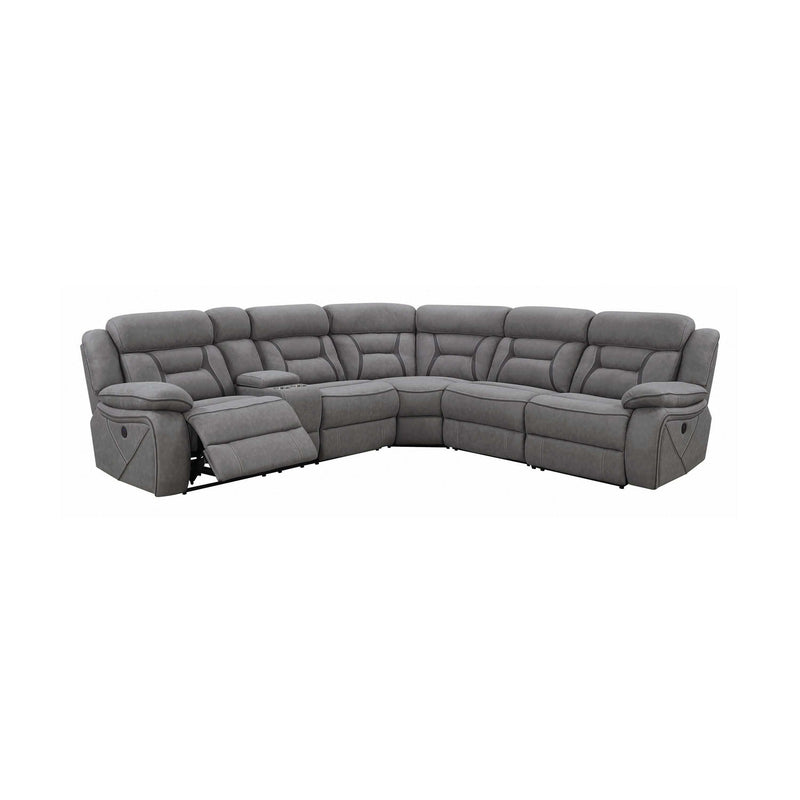 Higgins - Grey - 4pc Power Sectional - Ornate Home