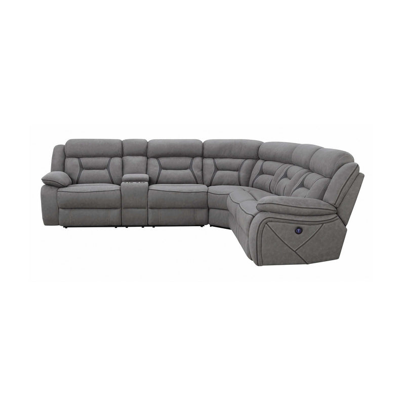 Higgins - Grey - 4pc Power Sectional - Ornate Home