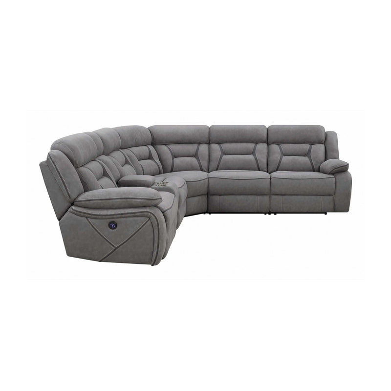 Higgins - Grey - 4pc Power Sectional - Ornate Home