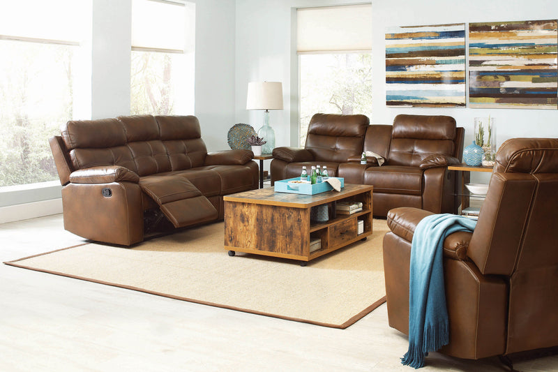 Damiano - Tri-Tone Brown - Glider Loveseat - Ornate Home