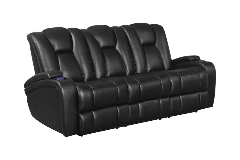 Delange - Black - Power^2 Sofa w/  Headrests - Ornate Home