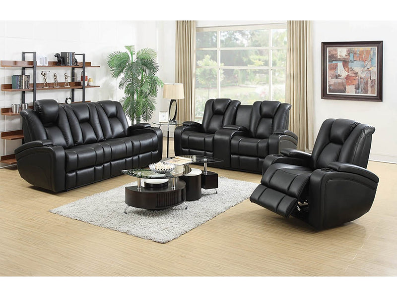 Delange - Black - 3pc Power Motion Living Room Set - Ornate Home