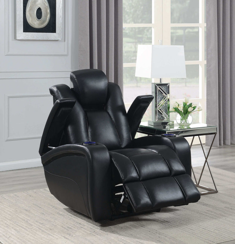 Delange - Black - Power^2 Recliner w/ Headrest - Ornate Home